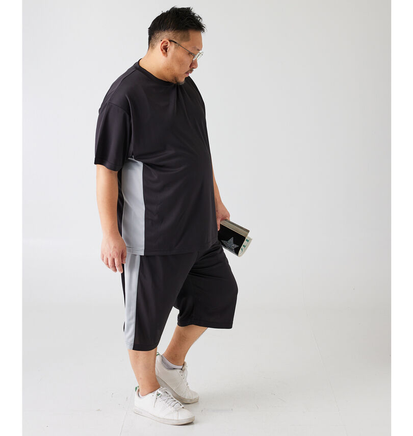 大きいサイズ メンズ COLLINS (コリンズ) ハニカムメッシュ脇切替半袖Tシャツハーフパンツセット 