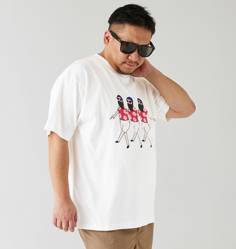 大きいサイズ メンズ FUN for modemdesign (ファン フォー モデムデザイン) オジサンアロハ柄半袖Tシャツ 