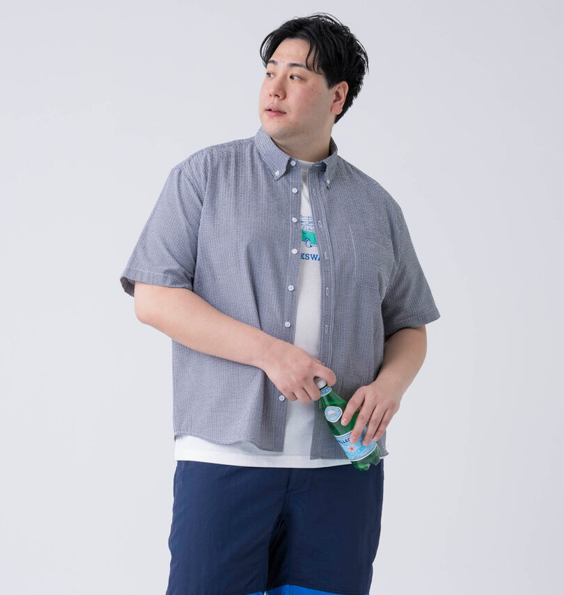 大きいサイズ メンズ Mc.S.P (エムシーエスピー) 吸汗速乾TCシアサッカーギンガムチェックB.D半袖シャツ
                        