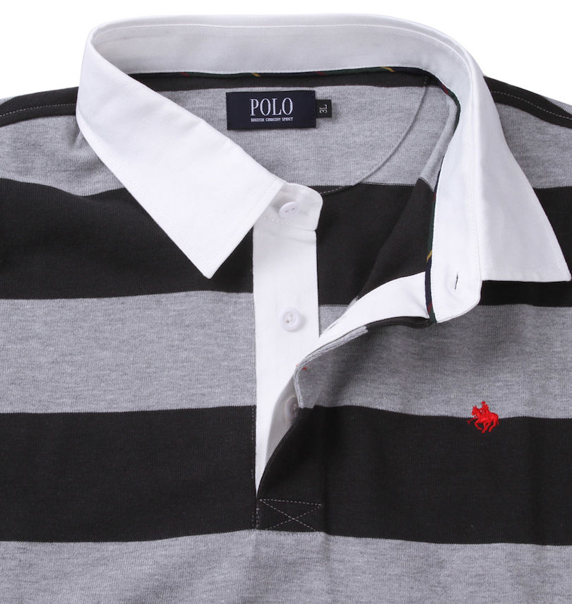 大きいサイズ メンズ POLO BCS (ポロビーシーエス) 均等ボーダー長袖ラガーシャツ
比翼仕立て