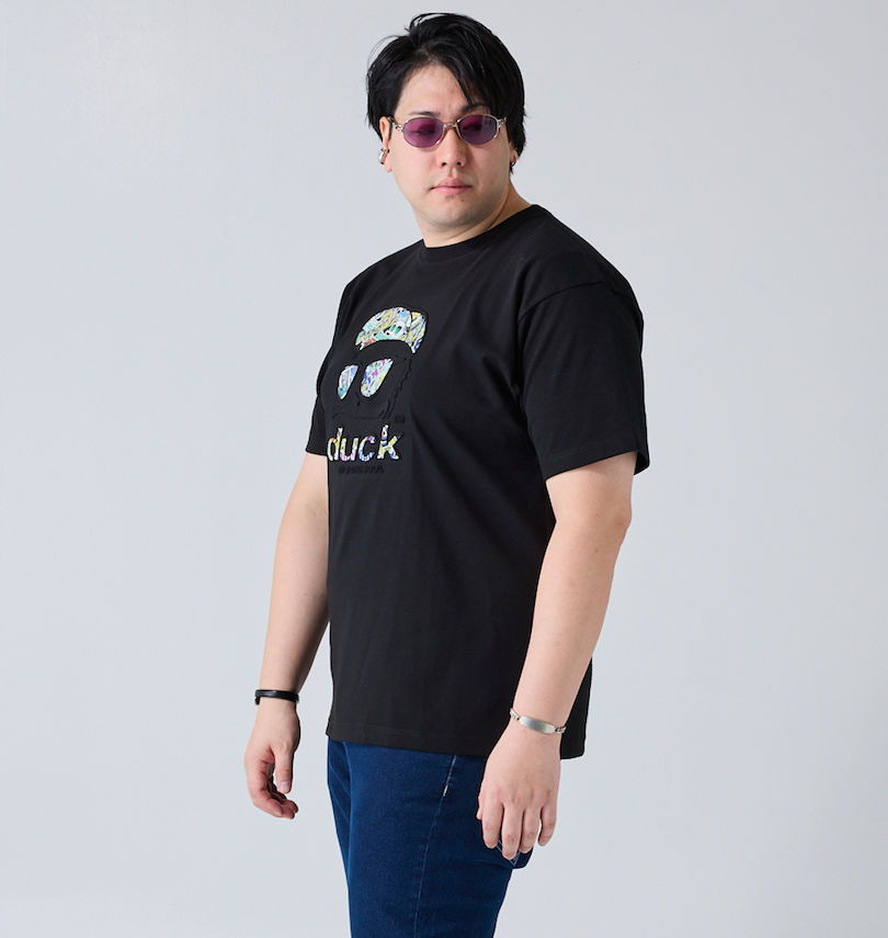 大きいサイズ メンズ b-one-soul (ビーワンソウル) DUCK DUDEエンボス半袖Tシャツ 