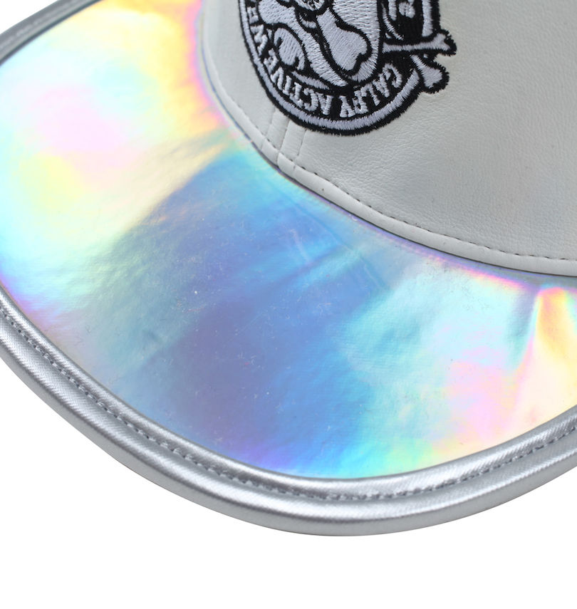 大きいサイズ メンズ GALFY (ガルフィ) ツバピカピカキャップ
                        白オーロラ