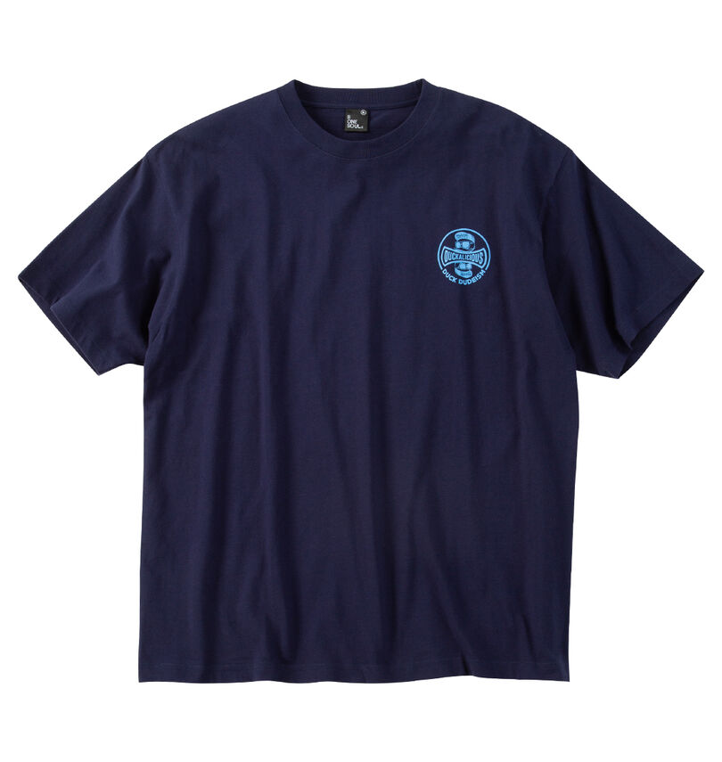 大きいサイズ メンズ b-one-soul (ビーワンソウル) DUCK DUDEシルバープリント半袖Tシャツ