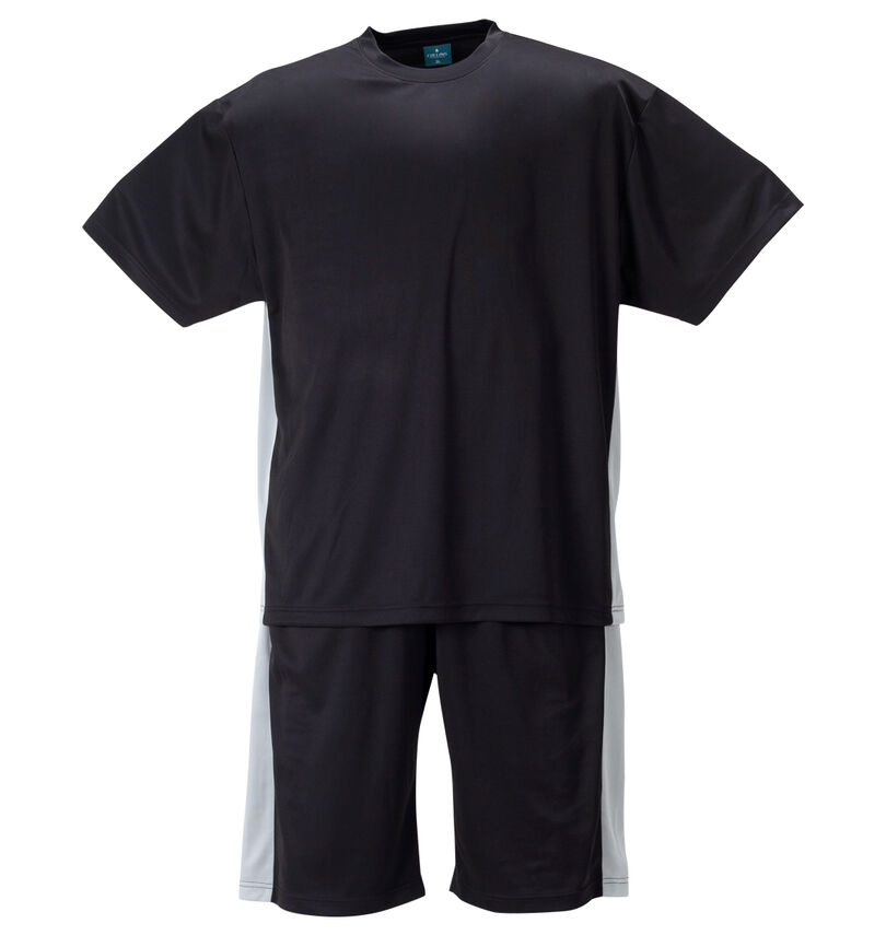 大きいサイズ メンズ COLLINS (コリンズ) ハニカムメッシュ脇切替半袖Tシャツハーフパンツセット 