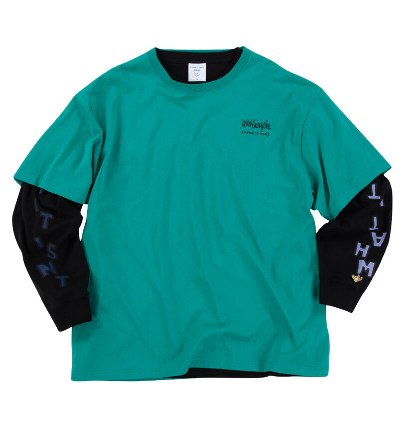 大きいサイズ メンズ (What it isNt) (ワットイットイズント) 半袖×長袖レイヤードTシャツ
                        フロントスタイル