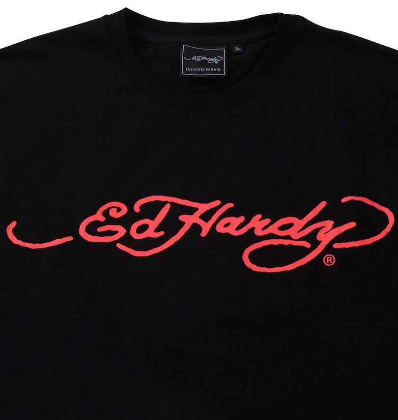 大きいサイズ メンズ Ed Hardy (エドハーディ) 天竺プリント長袖Tシャツ 