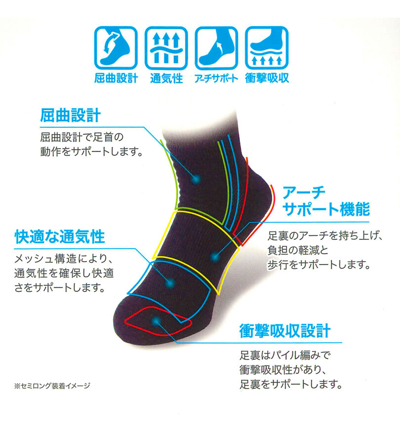 大きいサイズ メンズ Phiten (ファイテン) 2Pセミロングスポーツソックス
                        