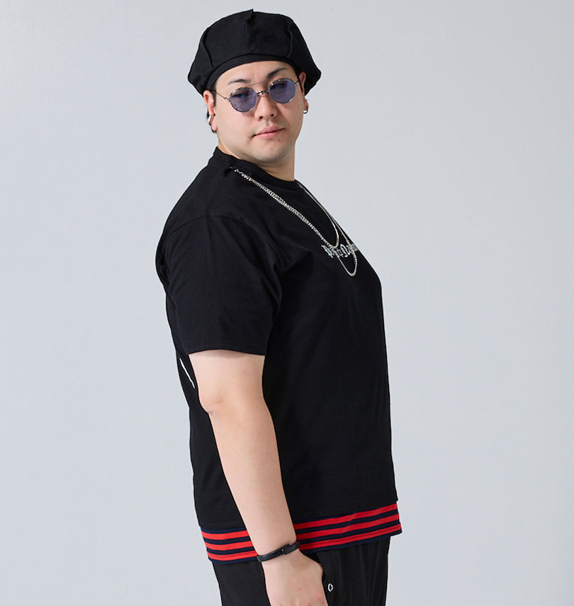 大きいサイズ メンズ PSYCHO NATION (サイコネーション) チェーン付フェイクレイヤード半袖Tシャツ
                        