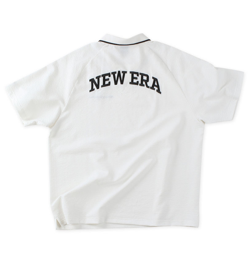 大きいサイズ メンズ NEW ERA®GOLF (ニューエラ®ゴルフ) スキッパーシアサッカー半袖ポロシャツ バックスタイル