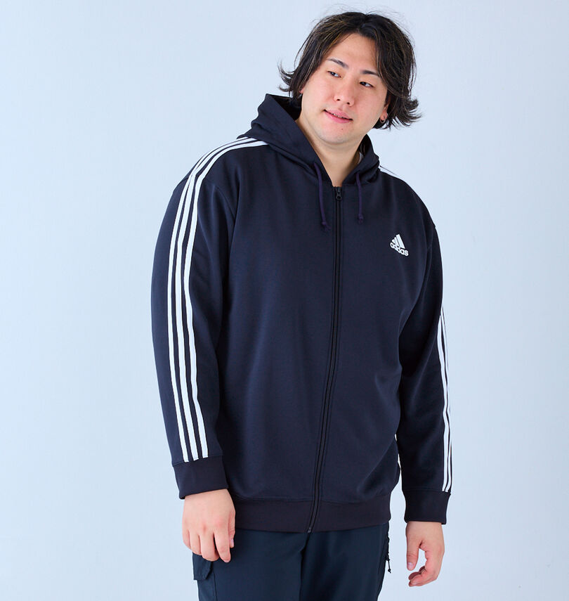 大きいサイズ メンズ adidas (アディダス) スウェットフルジップパーカー
                        身長：182cm/バスト：123cm/着用サイズ：3XO