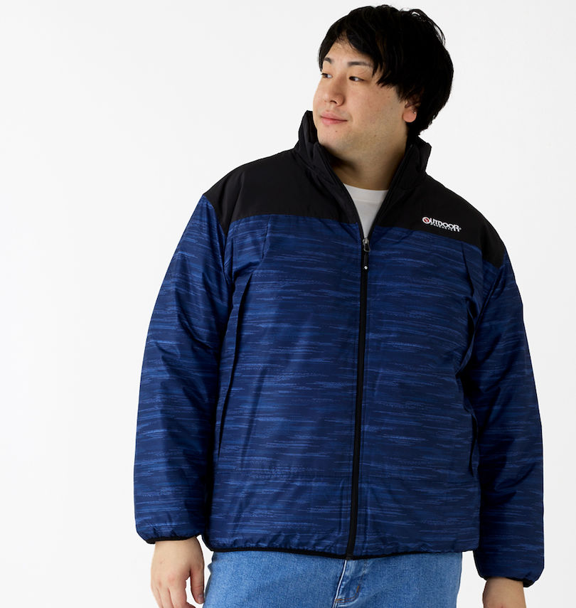 大きいサイズ メンズ OUTDOOR PRODUCTS (アウトドア プロダクツ) 240Tデュスポ×裏フィルム中綿キルトジャケット
                        身長：182cm/バスト：123cm/着用サイズ：3L