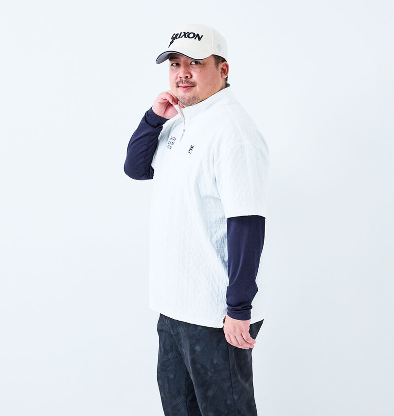 大きいサイズ メンズ FILA GOLF (フィラゴルフ) 3Dジャガード半袖シャツインナーセット