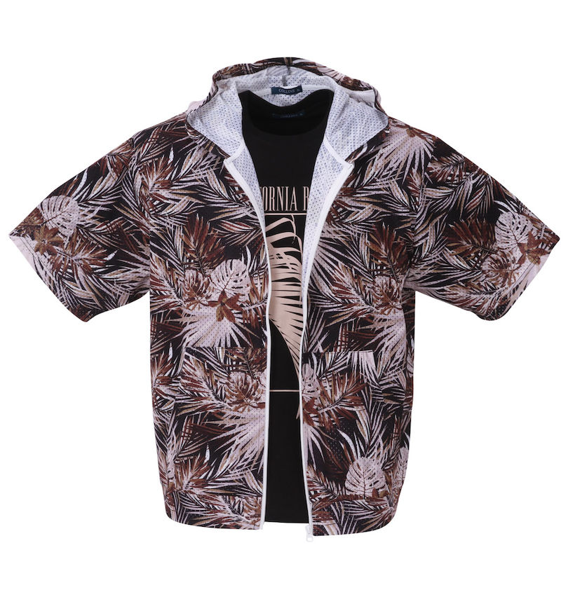 大きいサイズ メンズ COLLINS (コリンズ) メッシュボタニカル柄半袖フルジップパーカー+半袖Tシャツ
                        
