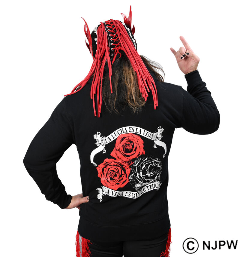 大きいサイズ メンズ 新日本プロレス (シンニホンプロレス) エル・デスペラード「LA LUCHA ES LA VIDA」フルジップパーカー