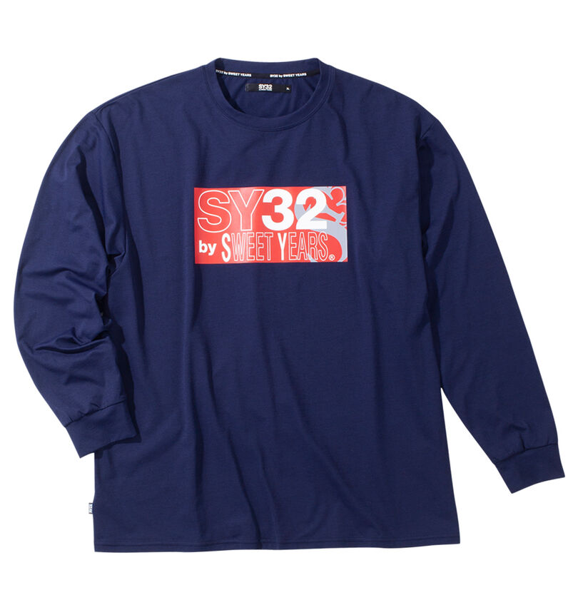 大きいサイズ メンズ SY32 by SWEET YEARS (エスワイサーティトゥバイスィートイヤーズ) ミックスボックスロゴ長袖Tシャツ