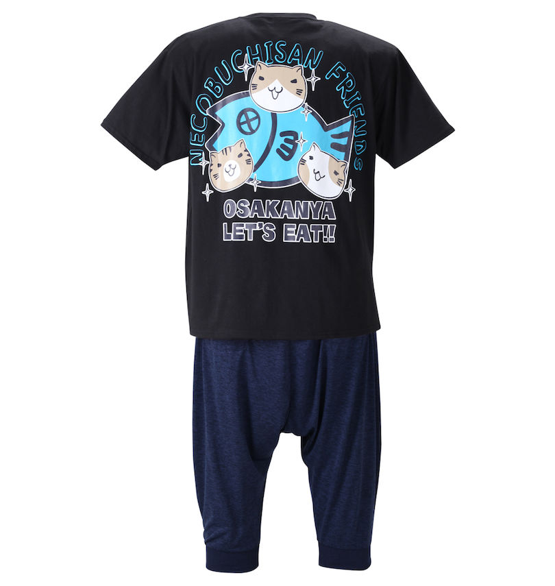 大きいサイズ メンズ NECOBUCHI-SAN (ネコブチサン) 天竺半袖Tシャツ+カチオン七分丈サルエルパンツ バックスタイル