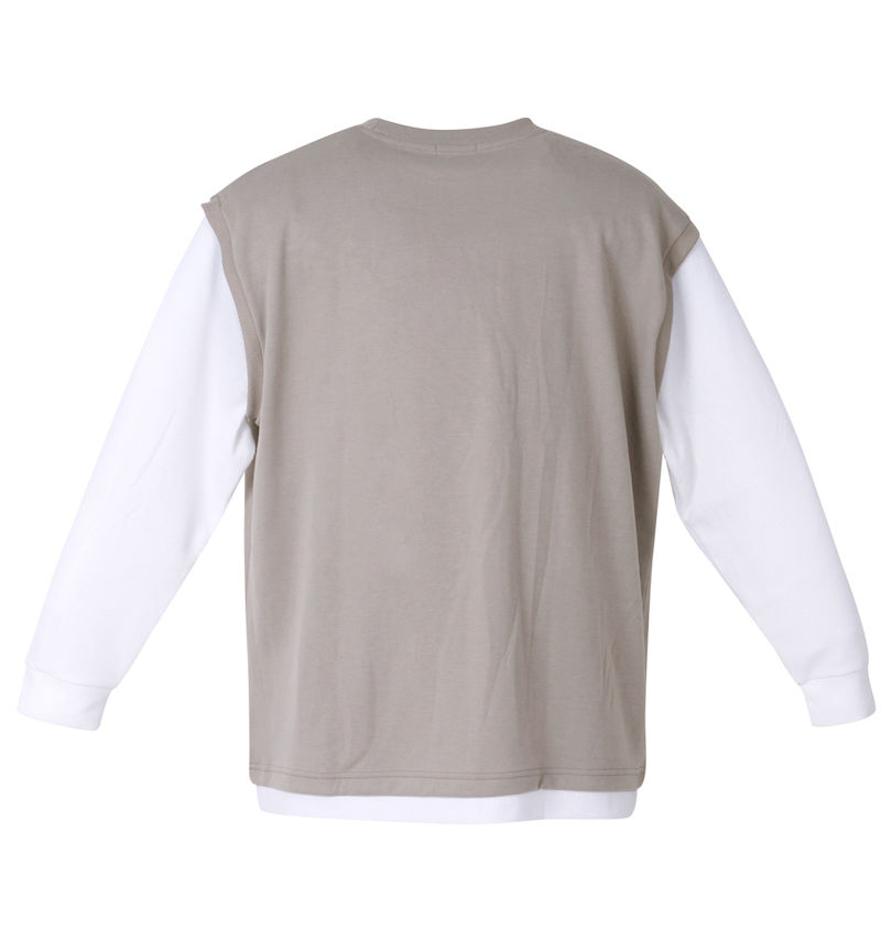 大きいサイズ メンズ CONVERSE (コンバース) 袖ワッフルフェイクレイヤードベストTシャツ バックスタイル