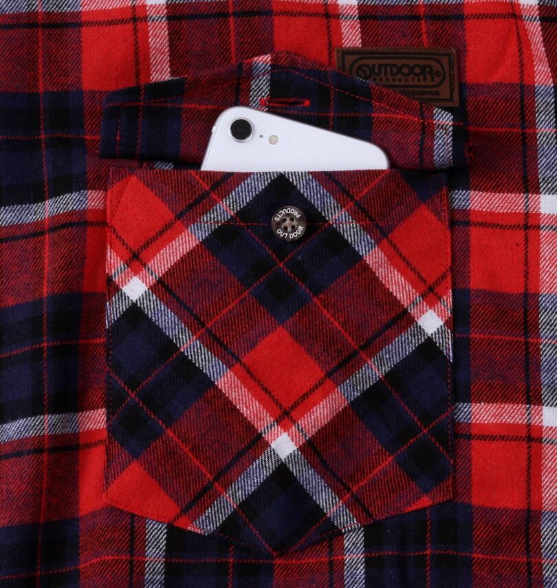 大きいサイズ メンズ OUTDOOR PRODUCTS (アウトドア プロダクツ) ビエラチェック長袖シャツ
                        胸ポケット