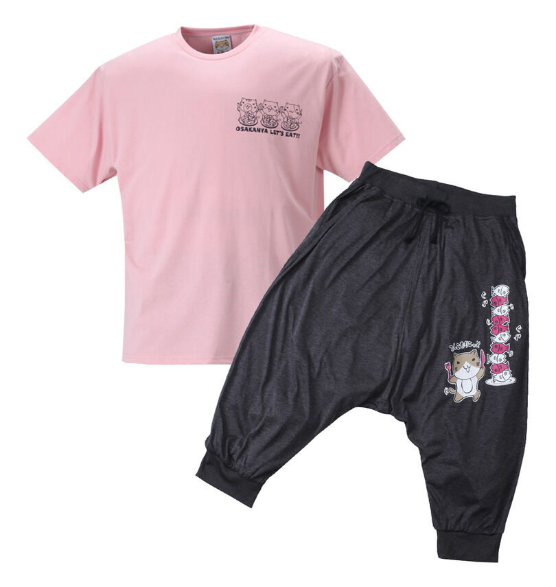 大きいサイズ メンズ NECOBUCHI-SAN (ネコブチサン) 天竺半袖Tシャツ+カチオン七分丈サルエルパンツ