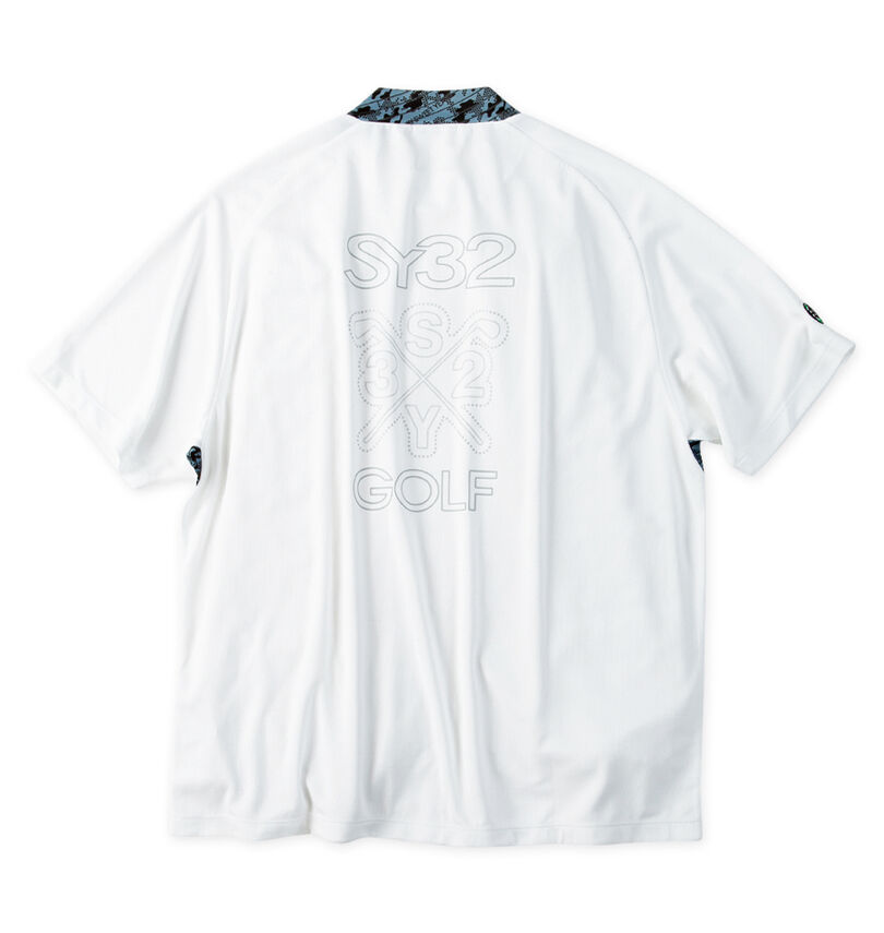 大きいサイズ メンズ SY32 by SWEET YEARS (エスワイサーティトゥバイスィートイヤーズゴルフ) グラフィックポイント半袖モックネックシャツ
                        バックスタイル