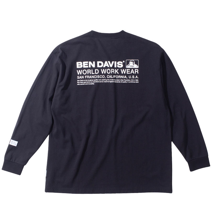 大きいサイズ メンズ BEN DAVIS (ベン デイビス) ピス+バックプリント長袖Tシャツ
                        バックスタイル