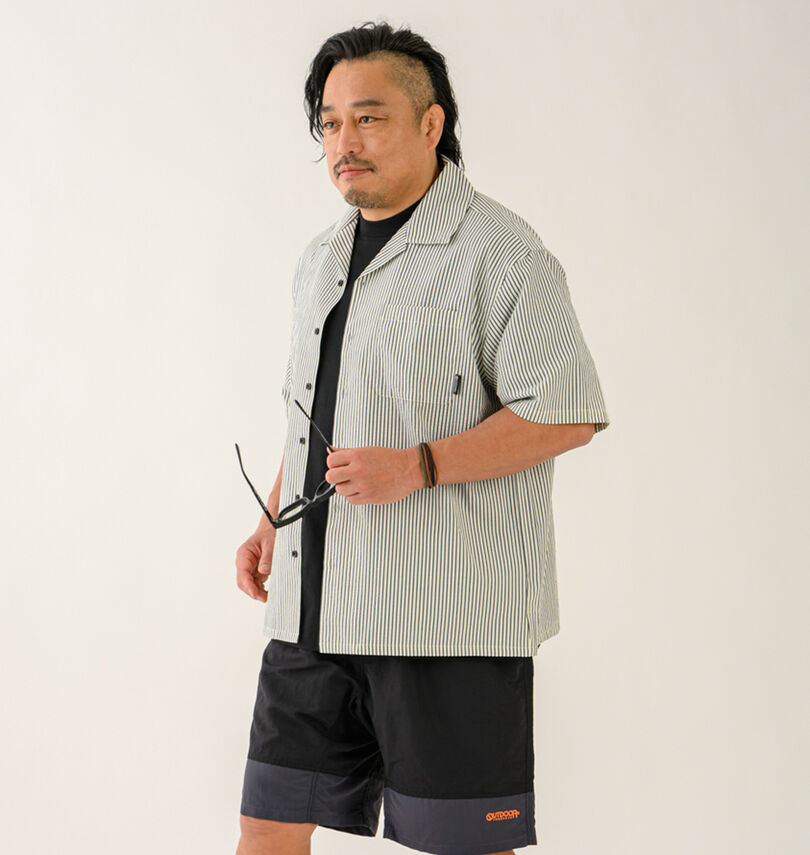 大きいサイズ メンズ OUTDOOR PRODUCTS (アウトドア プロダクツ) サッカー/ジャガード半袖オープンカラーシャツ
                        