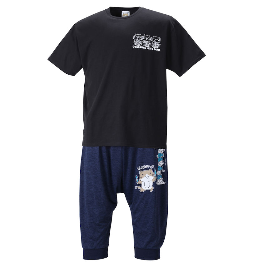 大きいサイズ メンズ NECOBUCHI-SAN (ネコブチサン) 天竺半袖Tシャツ+カチオン七分丈サルエルパンツ 