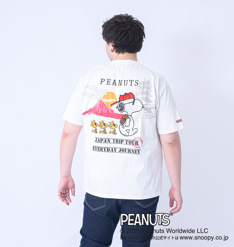 大きいサイズ メンズ 絡繰魂×PEANUTS (カラクリタマシイ×ピーナッツ) スヌーピーコラボ半袖Tシャツ
                        身長：182cm/バスト：123cm/着用サイズ：3L