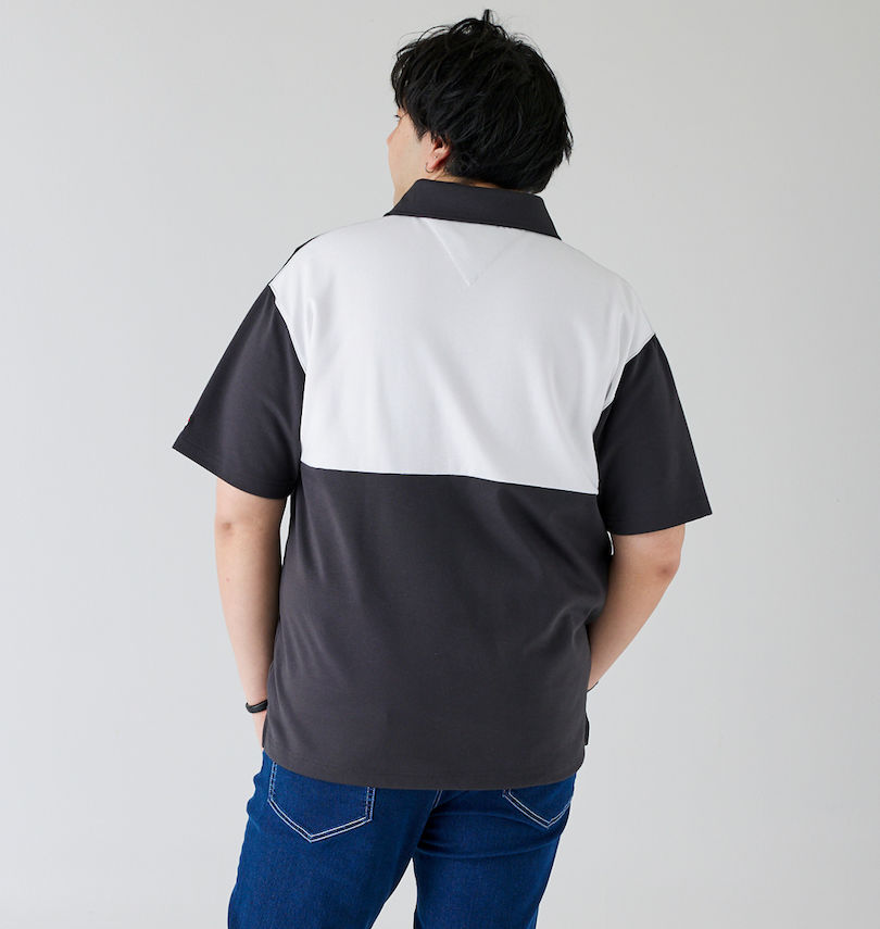 大きいサイズ メンズ H by FIGER (エイチバイフィガー) 天竺切替半袖ポロシャツ 