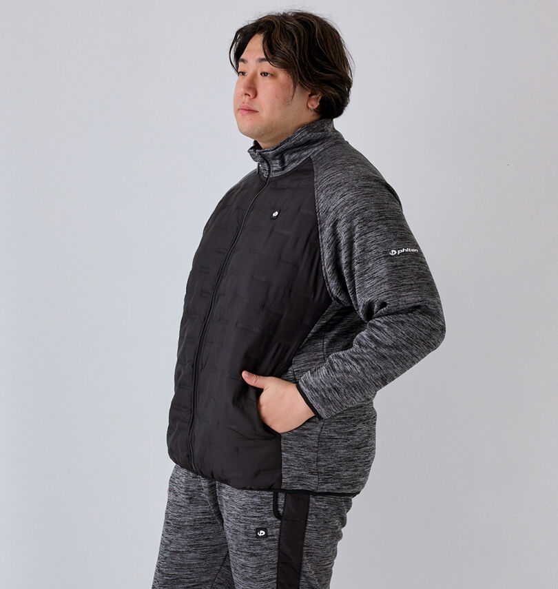 大きいサイズ メンズ Phiten (ファイテン) ボンディングフリース×タフタキルトジャケット
