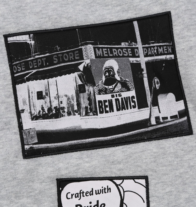 大きいサイズ メンズ BEN DAVIS (ベン デイビス) 裏毛マルチワッペンプルパーカー
                        バックワッペン