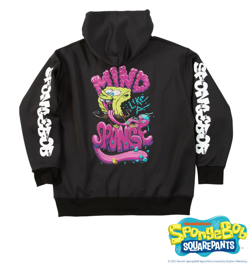 大きいサイズ メンズ SPONGEBOB (スポンジ・ボブ) ダンボールニットプリントフルジップパーカー
                        バックスタイル