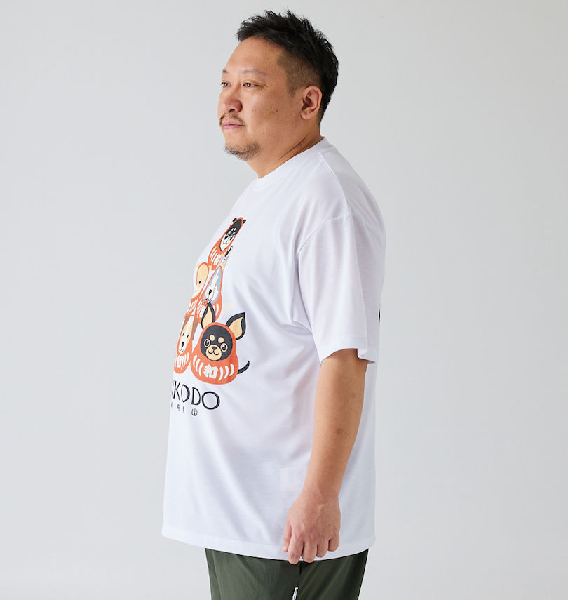 大きいサイズ メンズ 黒柴印和んこ堂 (クロシバジルシワンコドウ) ポリ天竺柴っ子だるま半袖Tシャツ