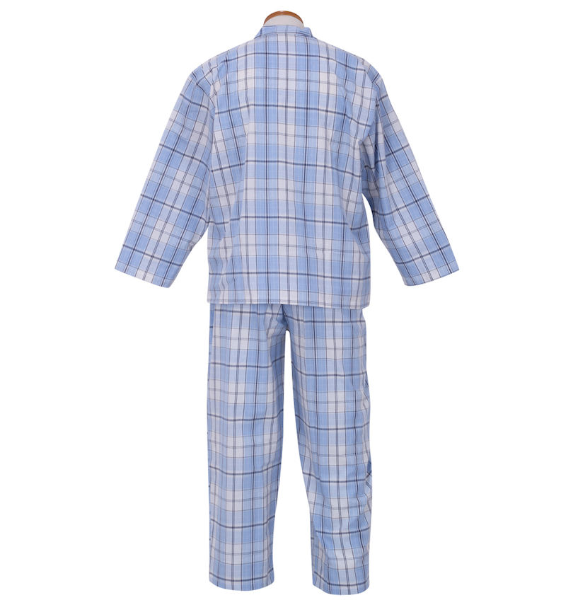 大きいサイズ メンズ marie claire homme (マリクレールオム) 快適綿アムンゼンチェック長袖パジャマ
                        バックスタイル