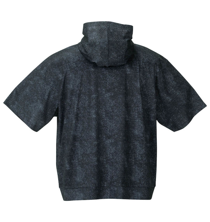 大きいサイズ メンズ COLLINS (コリンズ) メッシュデニム風プリント半袖フルジップパーカー+半袖Tシャツ バックスタイル