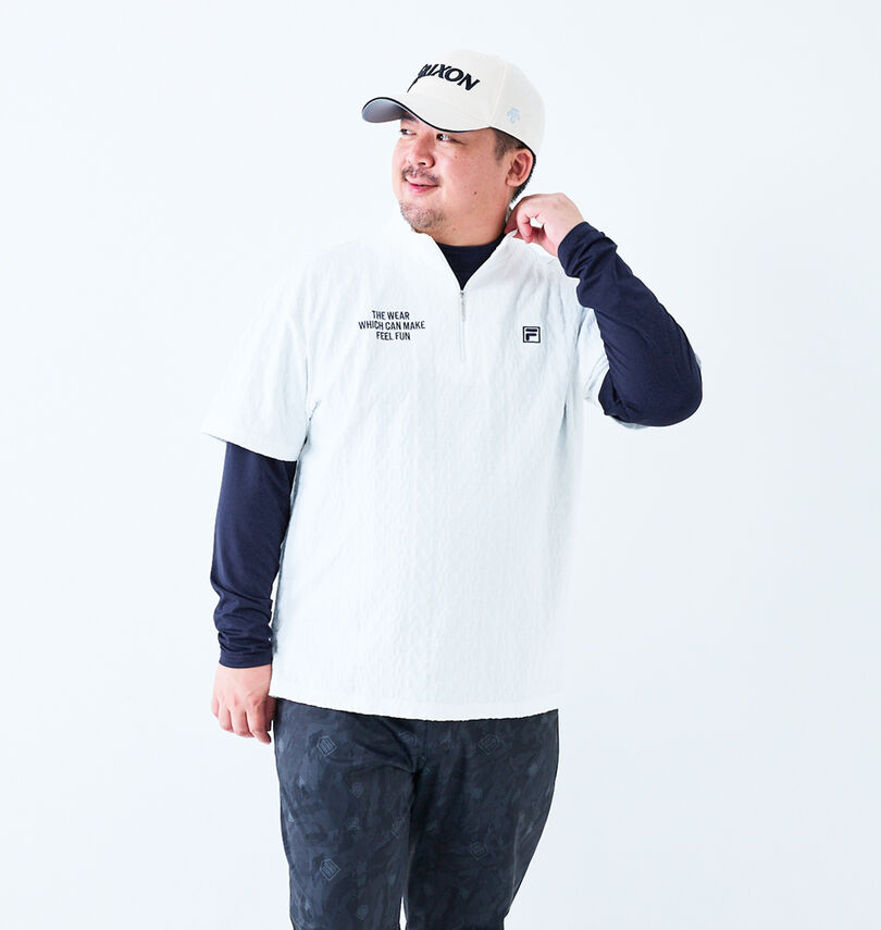 大きいサイズ メンズ FILA GOLF (フィラゴルフ) 3Dジャガード半袖シャツインナーセット
身長:176.5cm/バスト:118cm/着用サイズ:3L