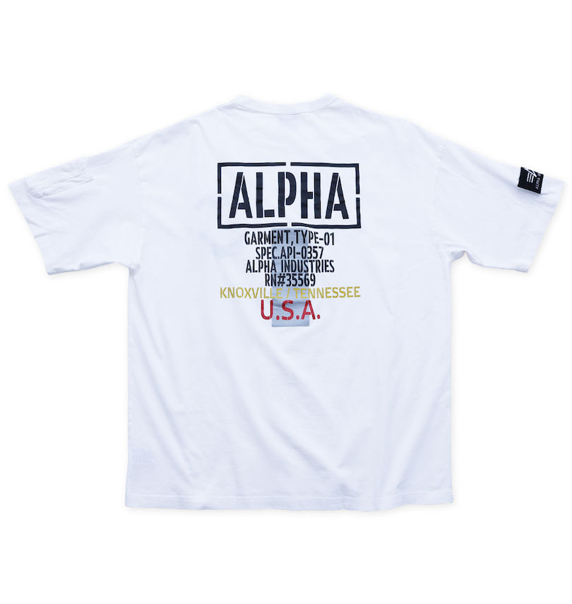 大きいサイズ メンズ ALPHA INDUSTRIES (アルファ インダストリーズ) REFRECTIVEプリント半袖Tシャツ バックスタイル