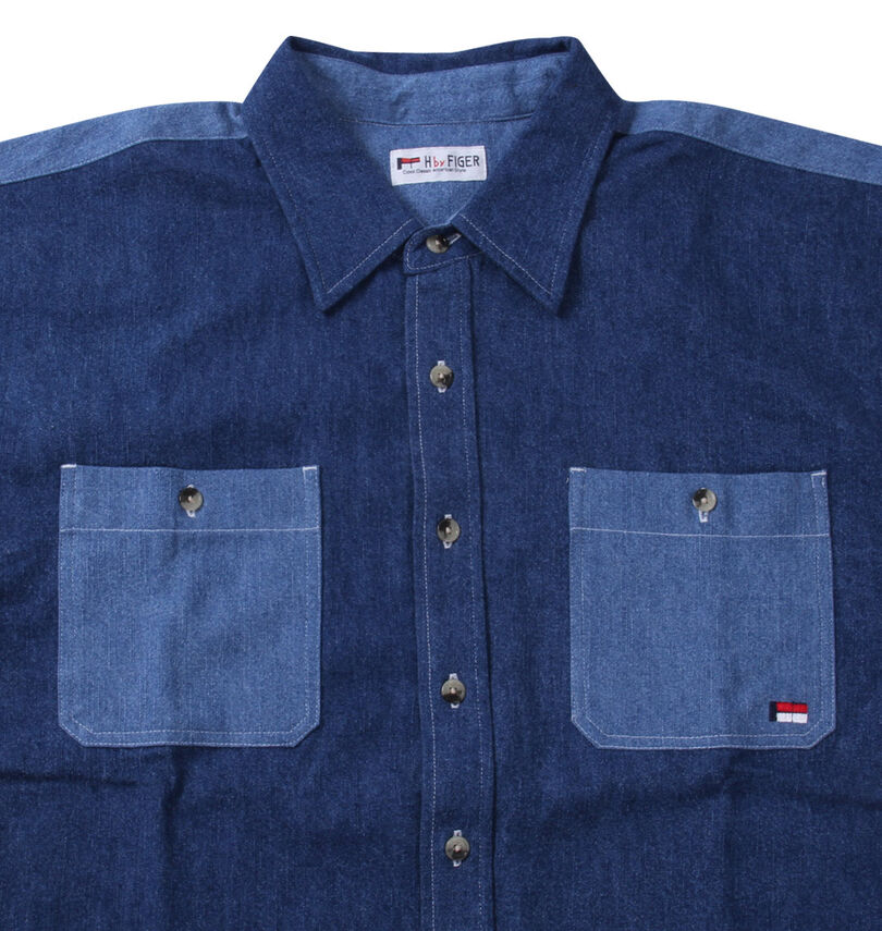 大きいサイズ メンズ H by FIGER (エイチバイフィガー) 長袖デニムシャツ
                        