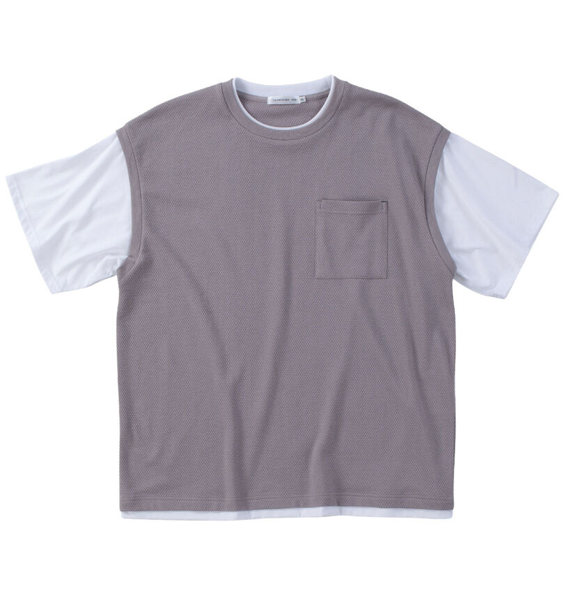 大きいサイズ メンズ launching pad (ランチングパッド) パイナップルニットフェイクレイヤード半袖Tシャツ