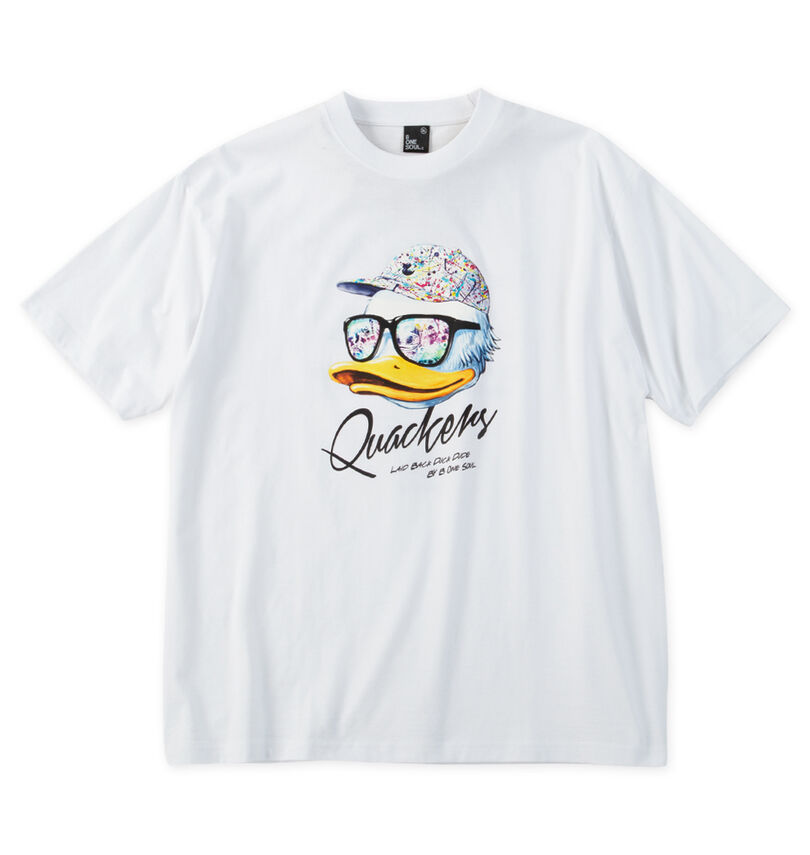 大きいサイズ メンズ b-one-soul (ビーワンソウル) DUCK DUDEフェイスクワック半袖Tシャツ
                        