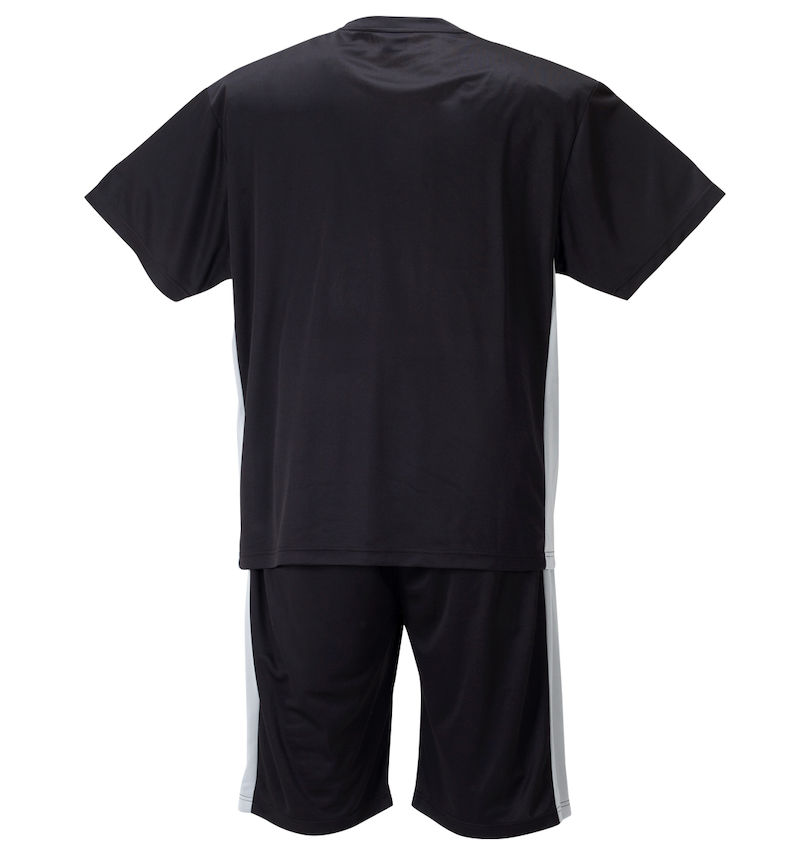 大きいサイズ メンズ COLLINS (コリンズ) ハニカムメッシュ脇切替半袖Tシャツハーフパンツセット バックスタイル