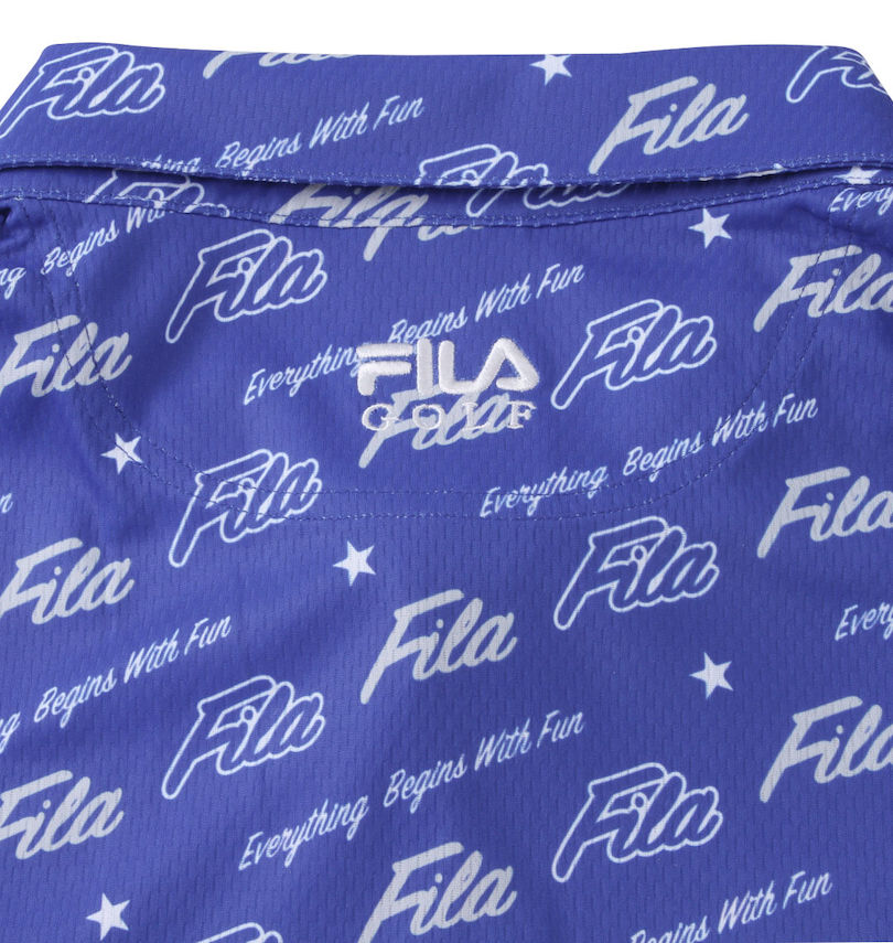 大きいサイズ メンズ FILA GOLF (フィラゴルフ) ロゴグラフィックプリントホリゾンタルカラー半袖シャツ バック刺繍