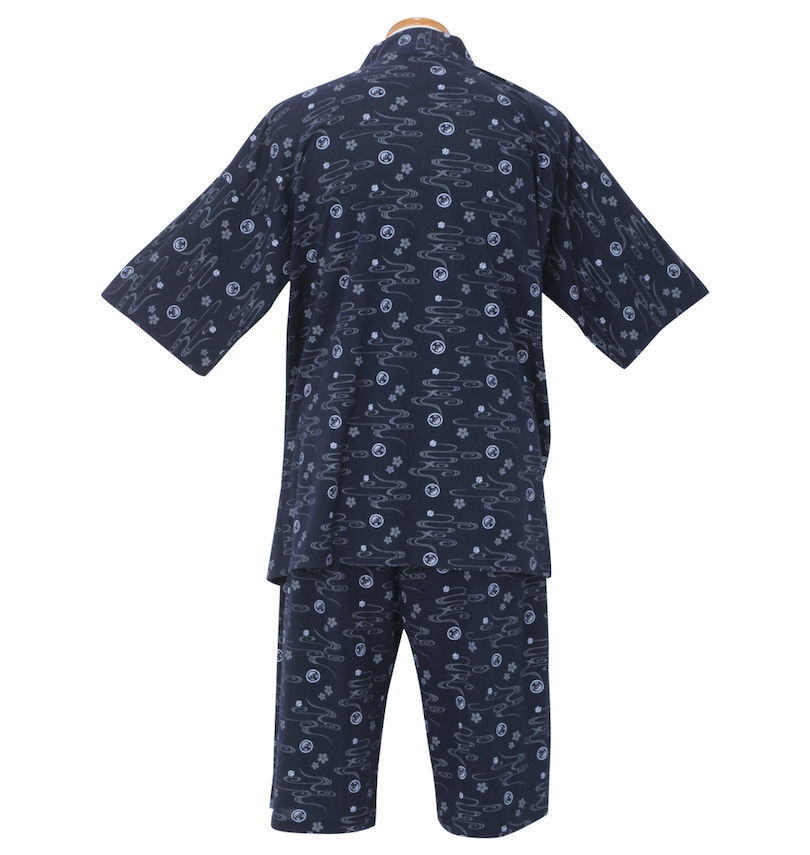 大きいサイズ メンズ 黒柴印和んこ堂 (クロシバジルシワンコドウ) プリントジャガード天竺甚平
バックスタイル