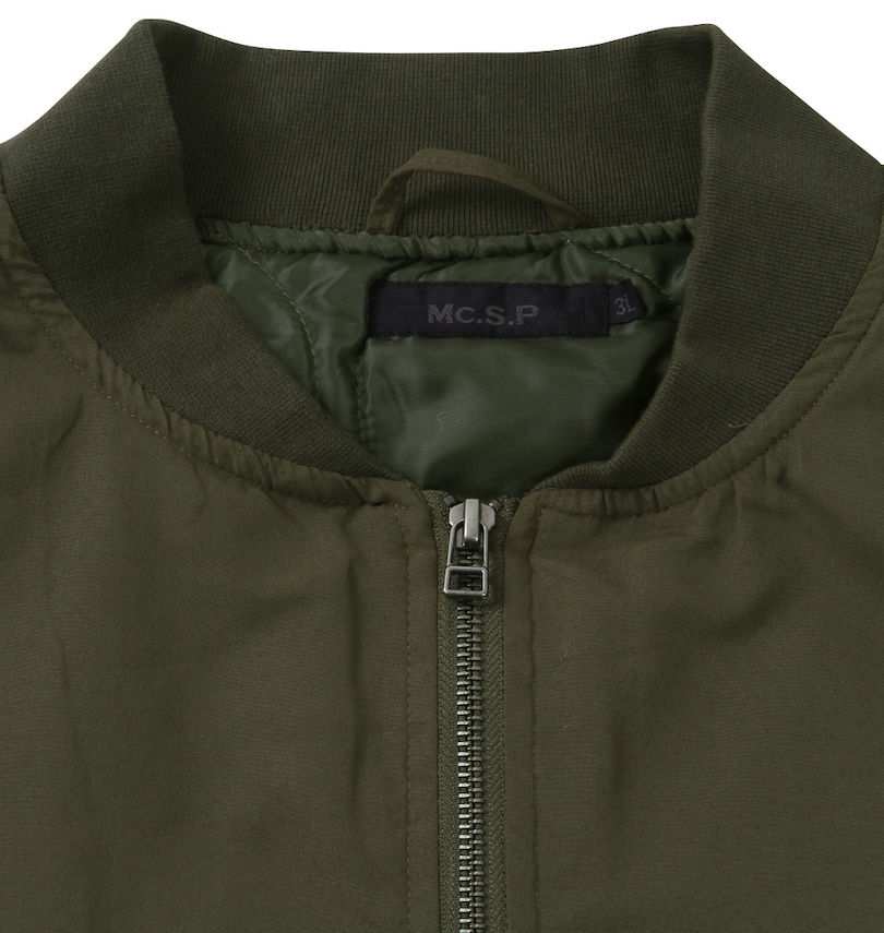 大きいサイズ メンズ Mc.S.P (エムシーエスピー) ポリピーチ薄中綿MA-1ジャケット 