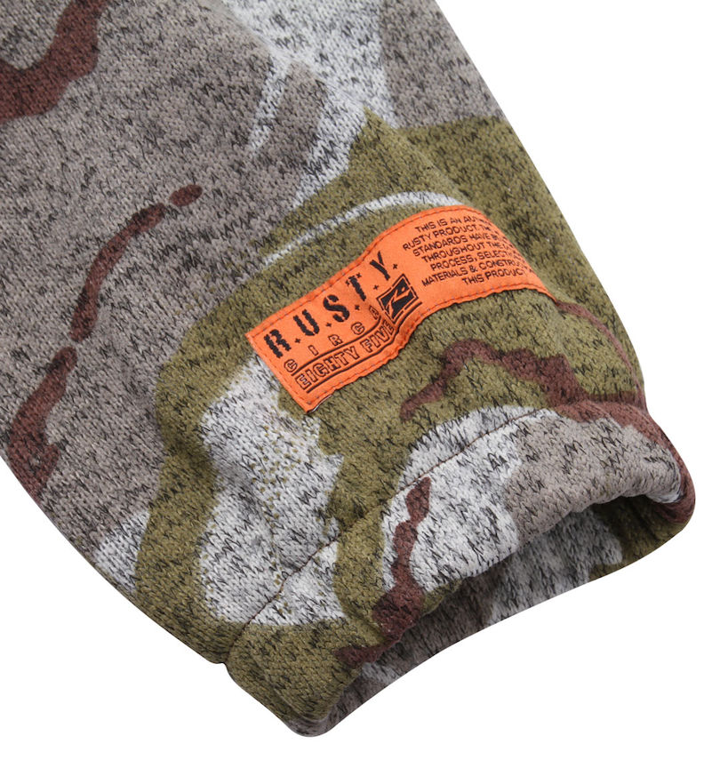 大きいサイズ メンズ RUSTY (ラスティ) カモフラニットフリースプルパーカー
                        袖口