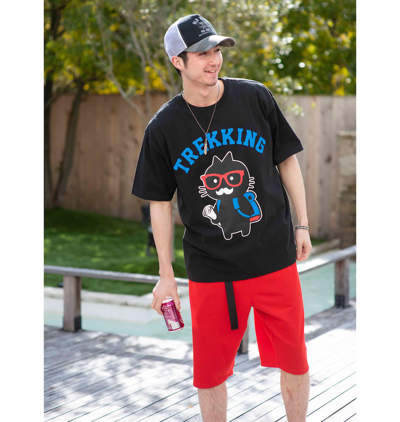 大きいサイズ メンズ LUCPY (ラクピー) 半袖Tシャツ+ミニ裏毛ハーフパンツ