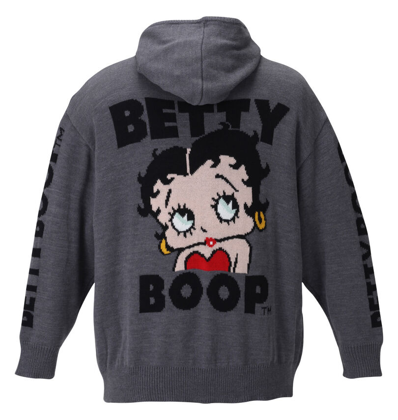 大きいサイズ メンズ BETTY BOOP (ベティ ブープ) 7Gジャガードフルジップパーカーセーター
                        バックスタイル
