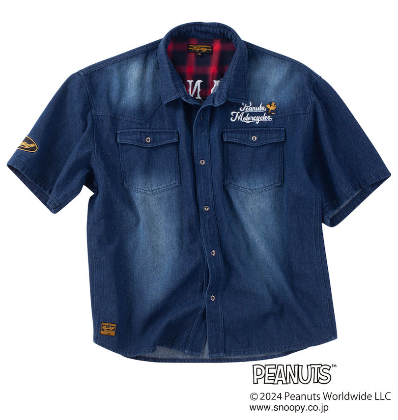 大きいサイズ メンズ FLAGSTAFF×PEANUTS (フラッグスタッフ) スヌーピーコラボ半袖デニムシャツ
                        