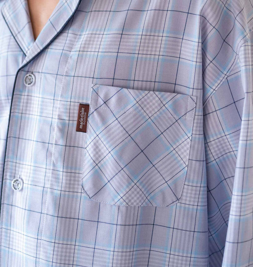 大きいサイズ メンズ marie claire homme (マリクレールオム) ツイルチェック長袖パジャマ
                        ポケットピスネーム