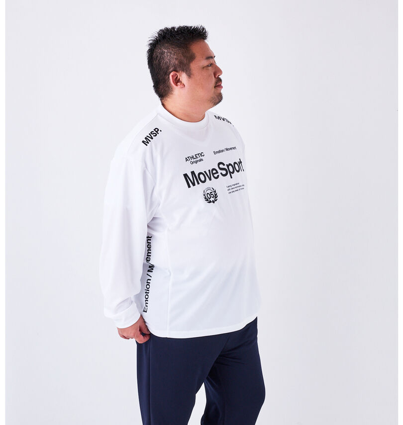 大きいサイズ メンズ MOVESPORT (ムーブスポーツ) ドライメッシュオーセンティックロゴ長袖Tシャツ